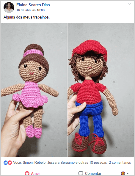 Amigurumi de bailarina e menino.
